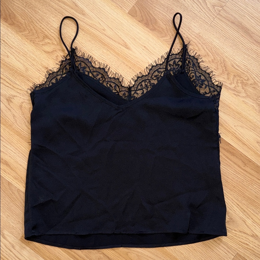 Vintage Timing Black Lace Trim Cami Top Tank Small 90s Size Small - Picture 6 of 6